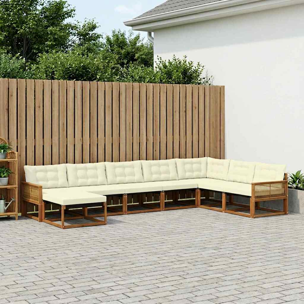 Buiten bankenset met kussen 8 pcs Natuurlijk en Crème – afbeelding 1