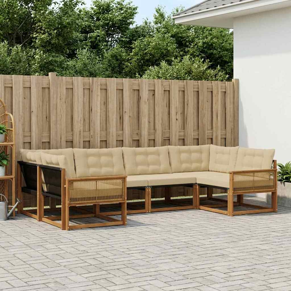 Buiten bankenset met kussen 6 pcs Natuurlijk en Beige – afbeelding 1