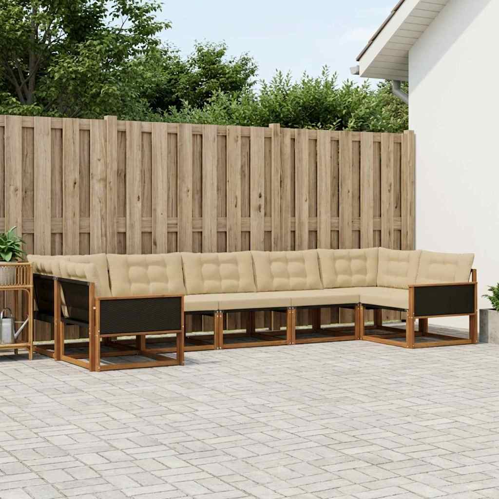 Buiten bankenset met kussen 7 pcs Natuurlijk en Beige – afbeelding 1