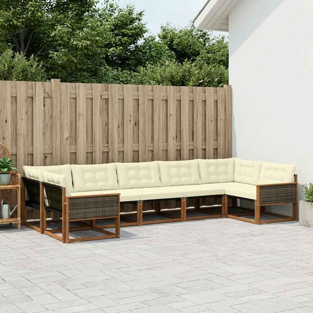 Buiten bankenset met kussen 7 pcs Natuurlijk en Crème