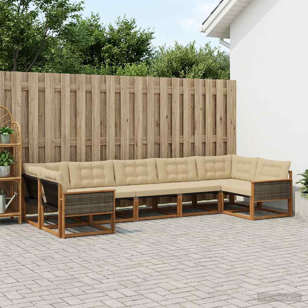 Buiten bankenset met kussen 7 pcs Natuurlijk en Beige – afbeelding 1