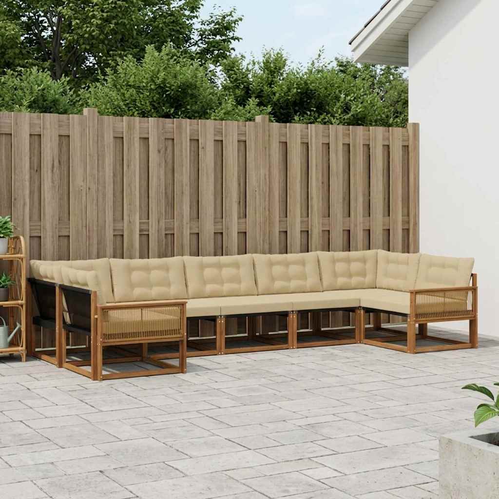Buiten bankenset met kussen 7 pcs Natuurlijk en Beige – afbeelding 1