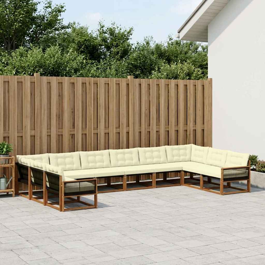 Buiten bankenset met kussen 10 pcs Natuurlijk en Crème – afbeelding 1