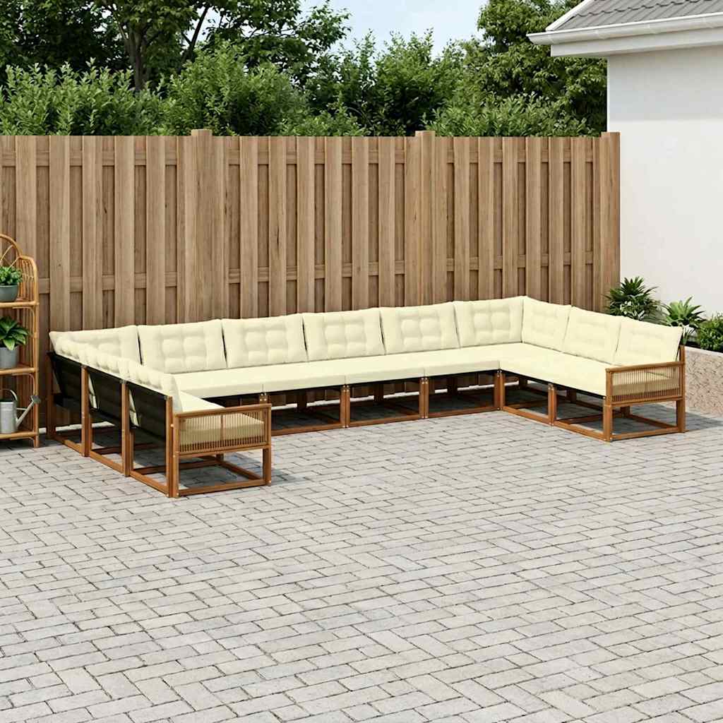 Buiten bankenset met kussen 10 pcs Natuurlijk en Crème – afbeelding 1
