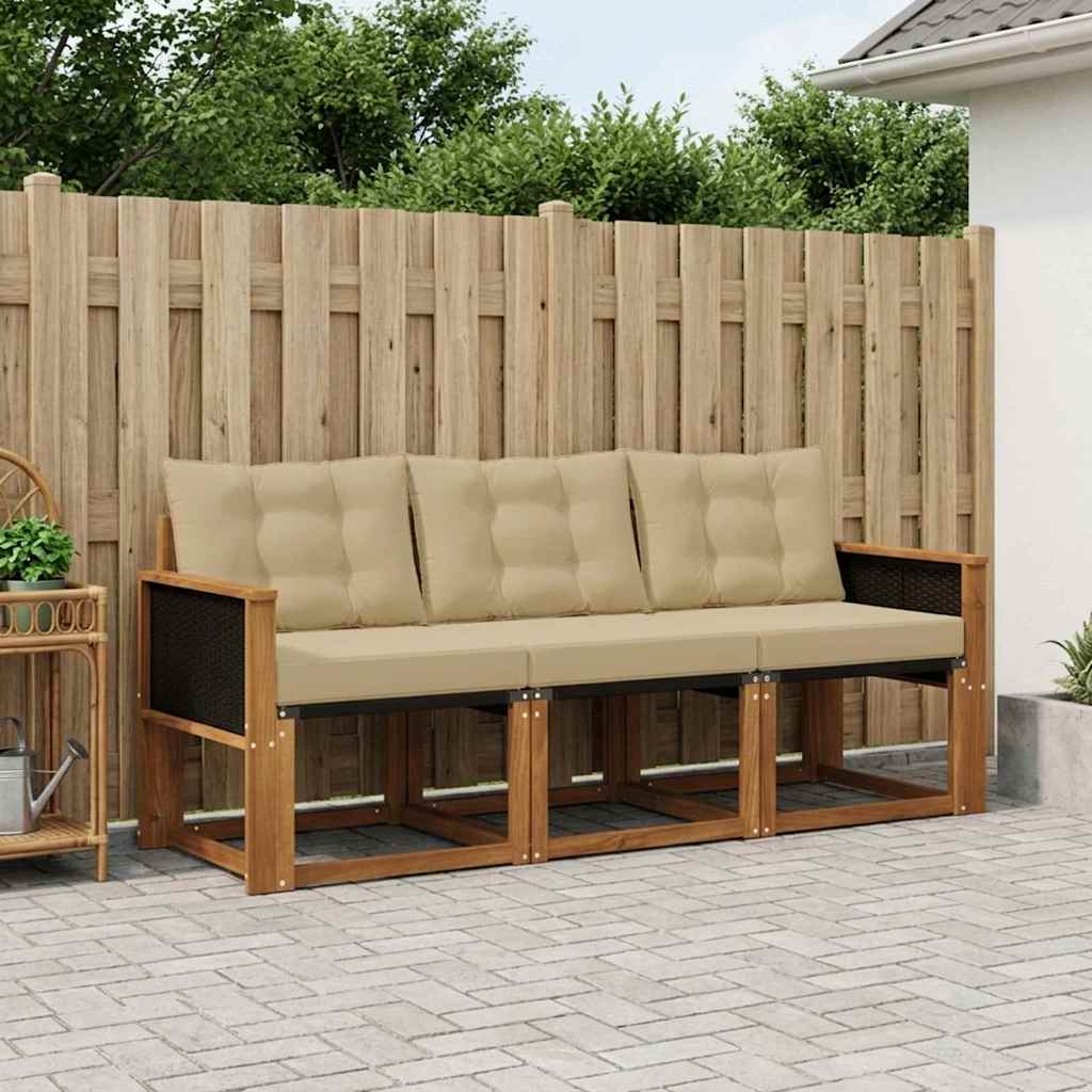 Buiten bankenset met kussen 3 pcs Natuurlijk en Beige – afbeelding 1