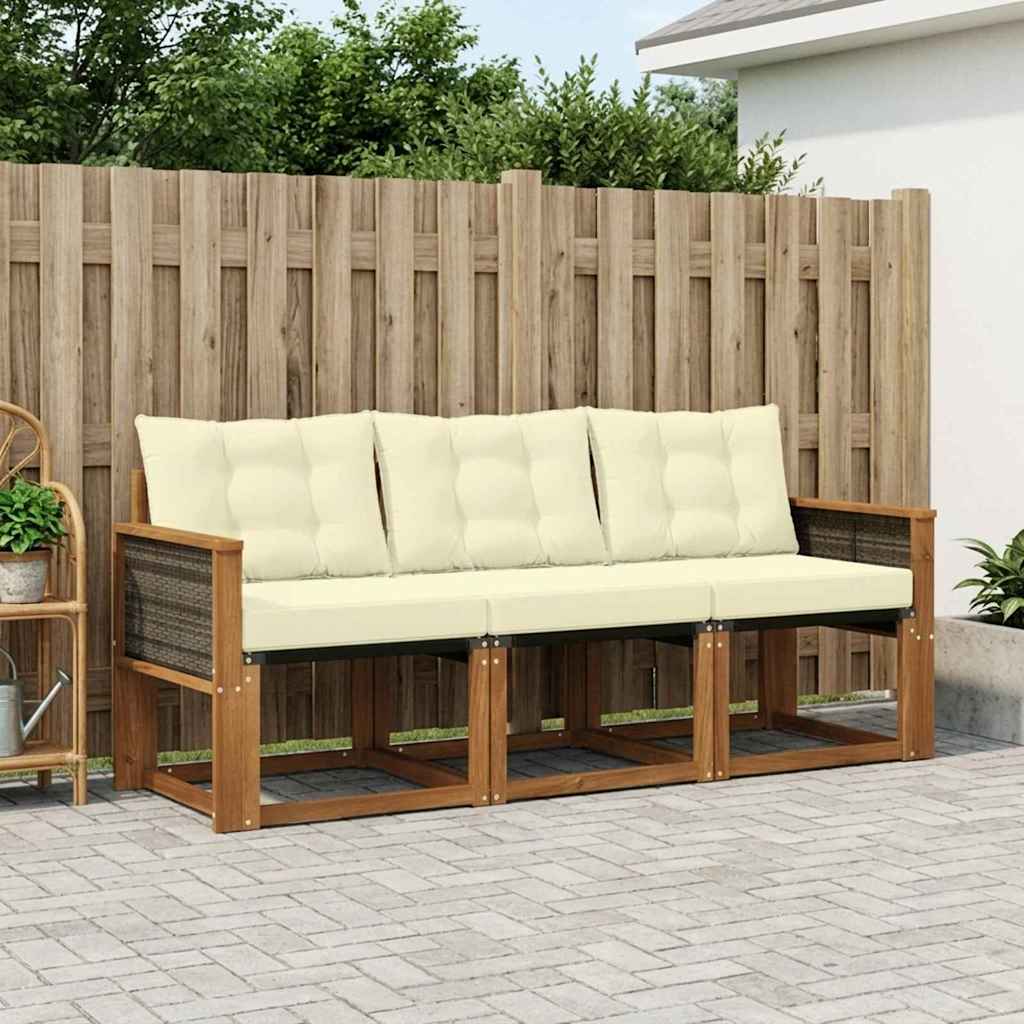 Buiten bankenset met kussen 3 pcs Natuurlijk en Crème – afbeelding 1