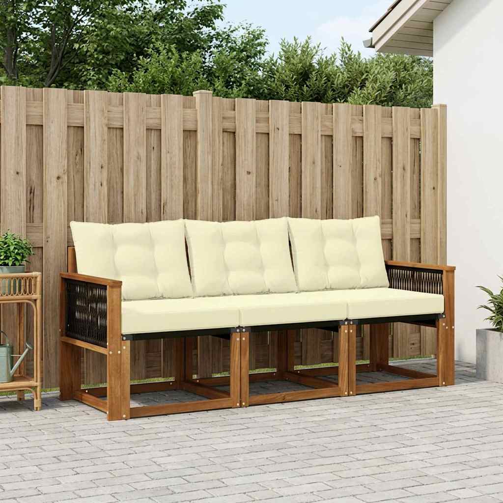 Buiten bankenset met kussen 3 pcs Natuurlijk en Crème – afbeelding 1