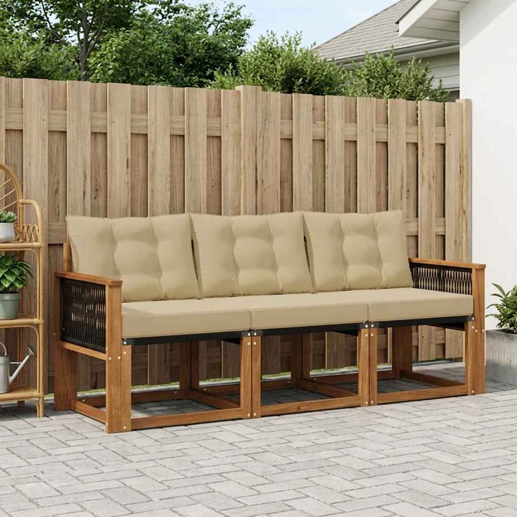 Buiten bankenset met kussen 3 pcs Natuurlijk en Beige – afbeelding 1