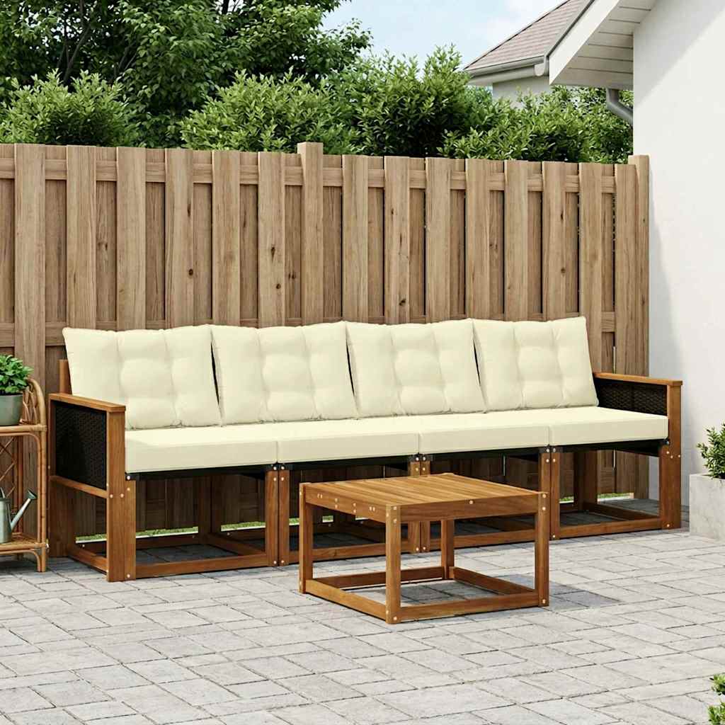 Buiten bankenset met kussen 5 pcs Natuurlijk en Crème – afbeelding 1