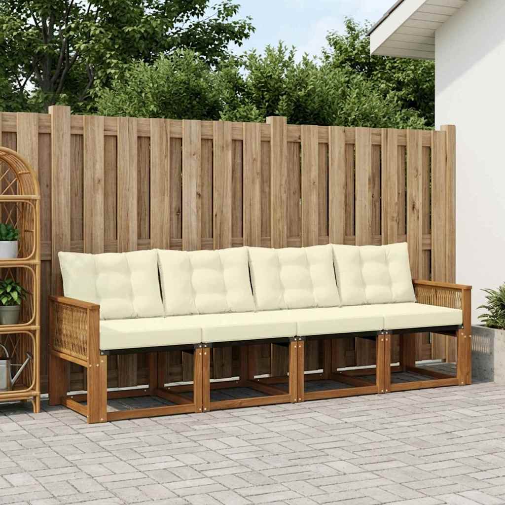 Buiten bankenset met kussen 5 pcs Natuurlijk en Crème