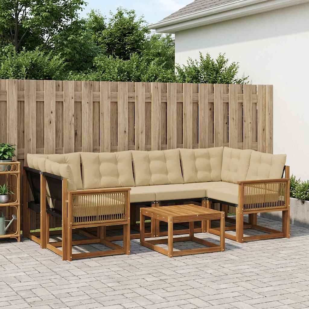 Buiten bankenset met kussen 7 pcs Natuurlijk en Beige – afbeelding 1