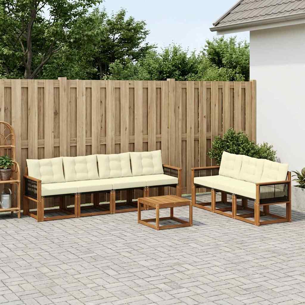 Buiten bankenset met kussen 8 pcs Natuurlijk en Crème
