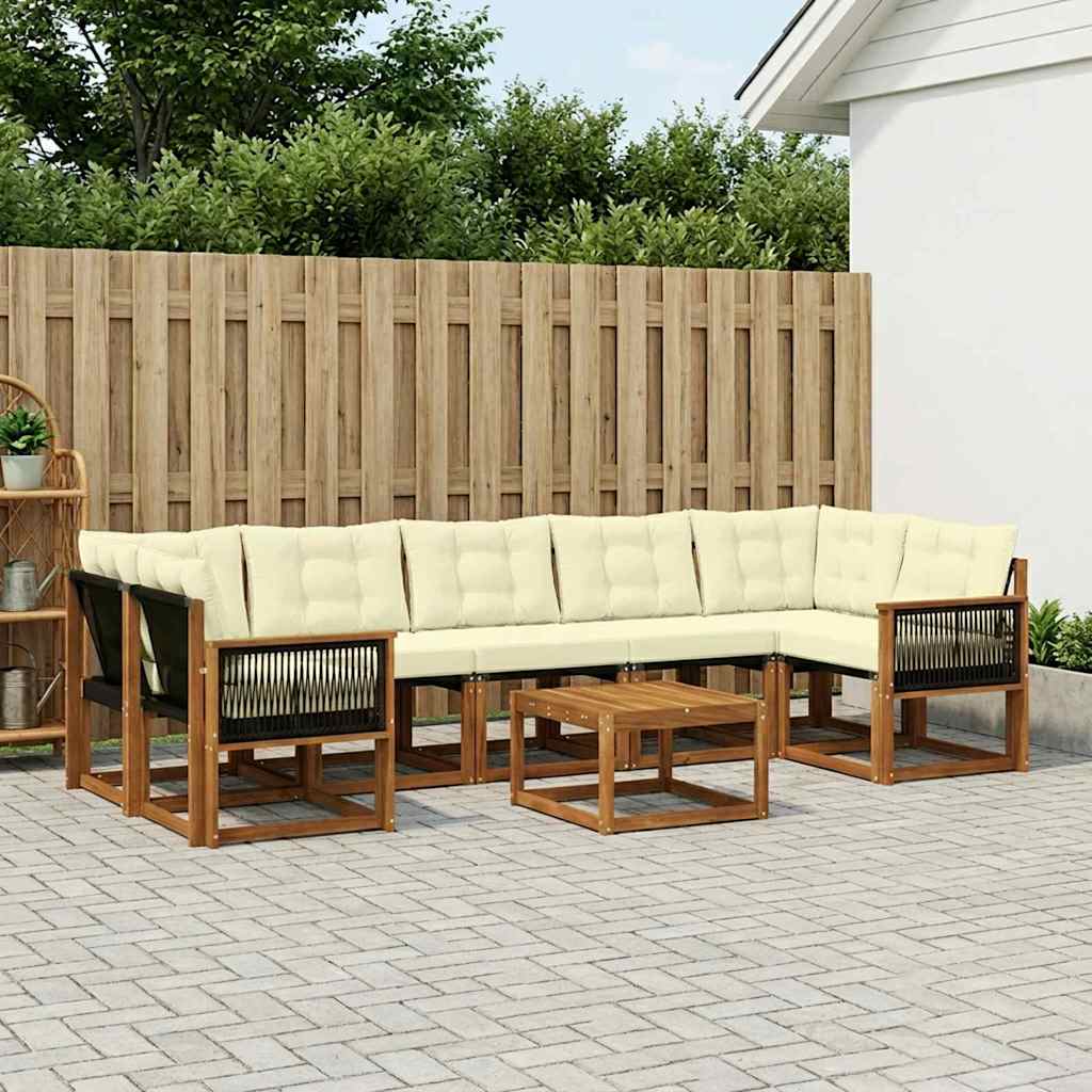 Buiten bankenset met kussen 8 pcs Natuurlijk en Crème – afbeelding 1