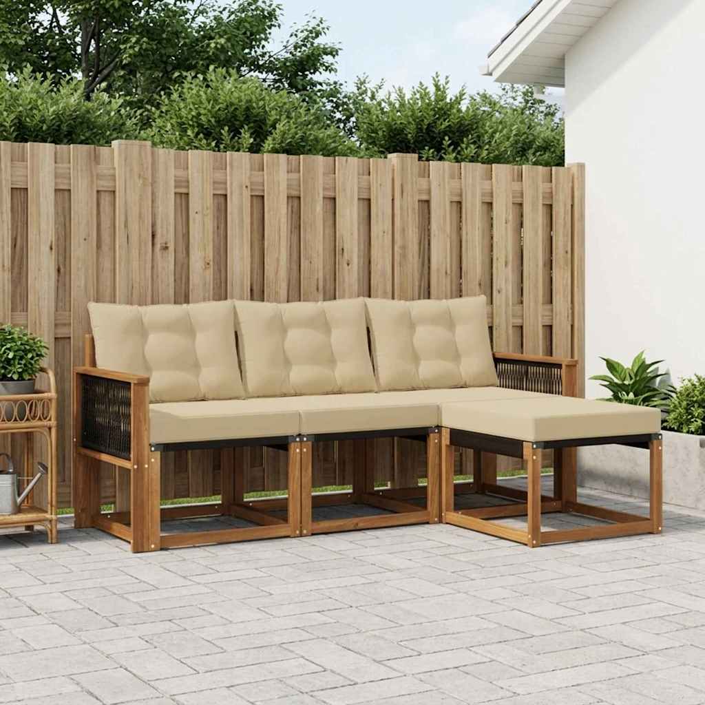 Buiten bankenset met kussen 4 pcs Natuurlijk en Beige – afbeelding 1