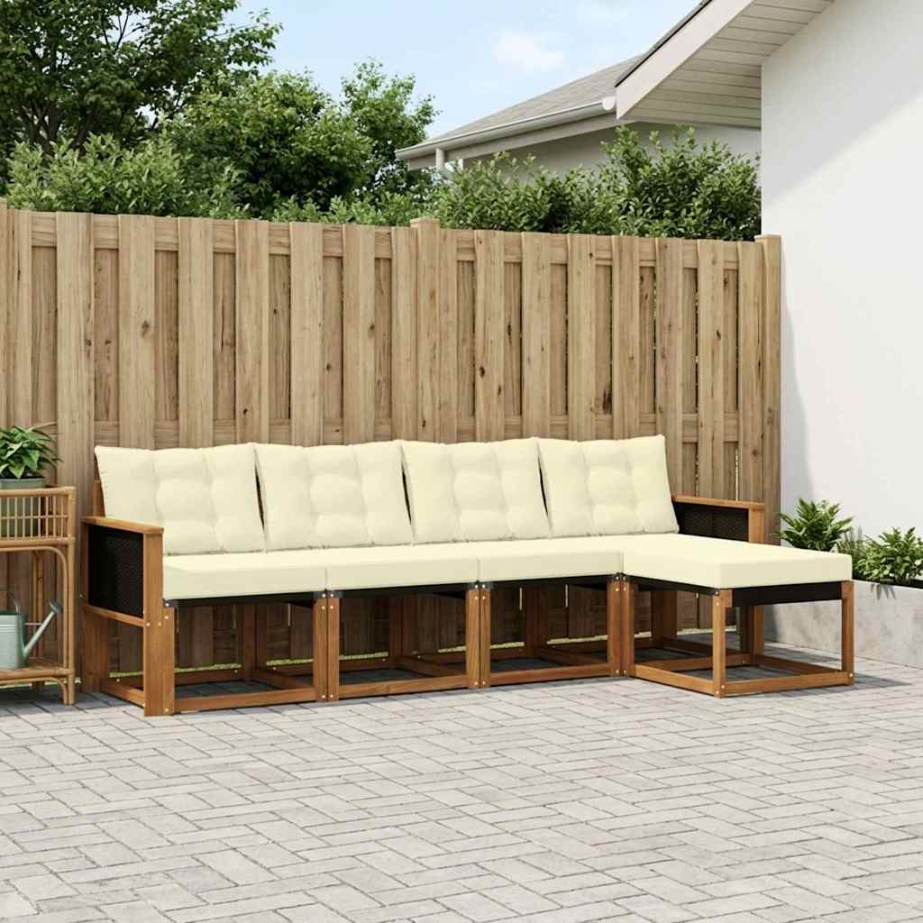 Buiten bankenset met kussen 5 pcs Natuurlijk en Crème – afbeelding 1