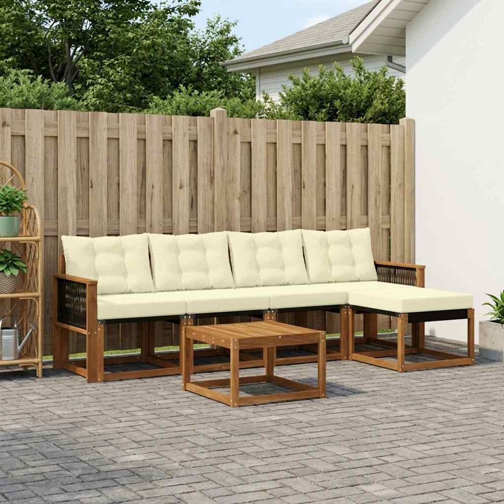 Buiten bankenset met kussen 6 pcs Natuurlijk en Crème – afbeelding 1
