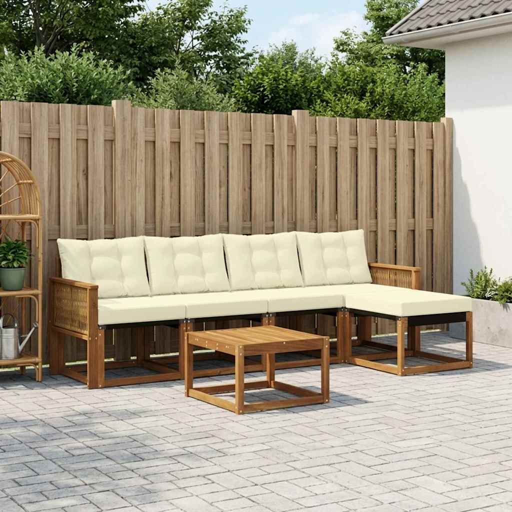 Buiten bankenset met kussen 6 pcs Natuurlijk en Crème – afbeelding 1