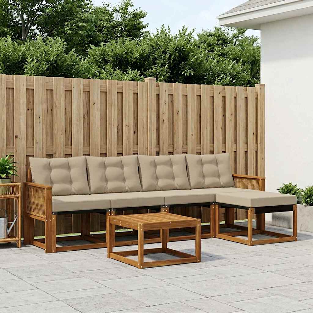 Buiten bankenset met kussen 6 pcs Natuurlijk en Beige – afbeelding 1