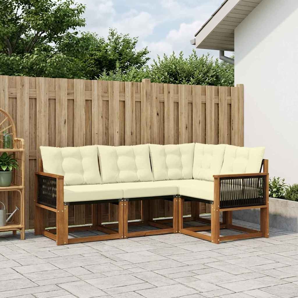 Buiten bankenset met kussen 4 pcs Natuurlijk en Crème – afbeelding 1