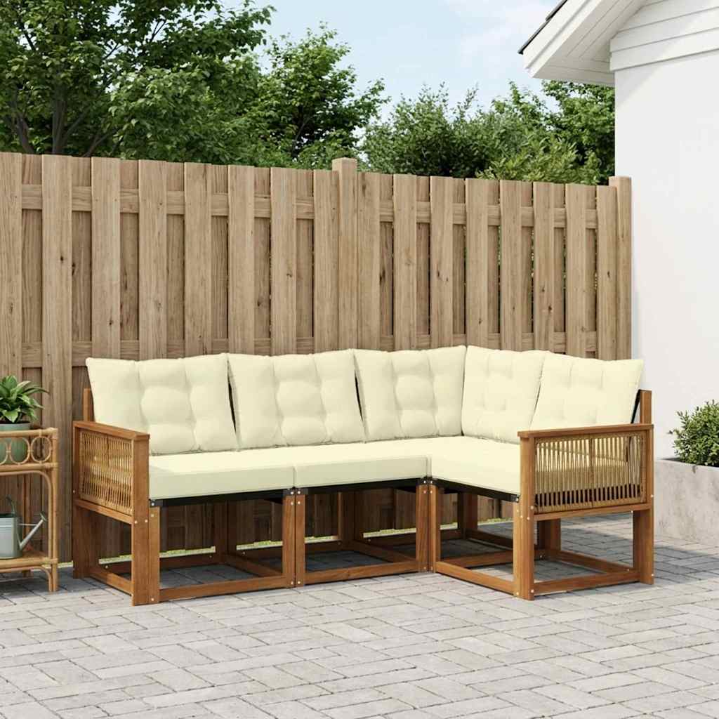 Buiten bankenset met kussen 4 pcs Natuurlijk en Crème