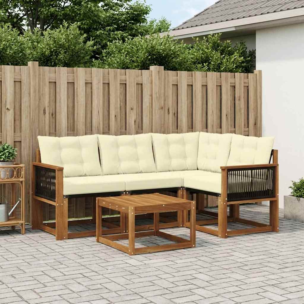 Buiten bankenset met kussen 5 pcs Natuurlijk en Crème – afbeelding 1