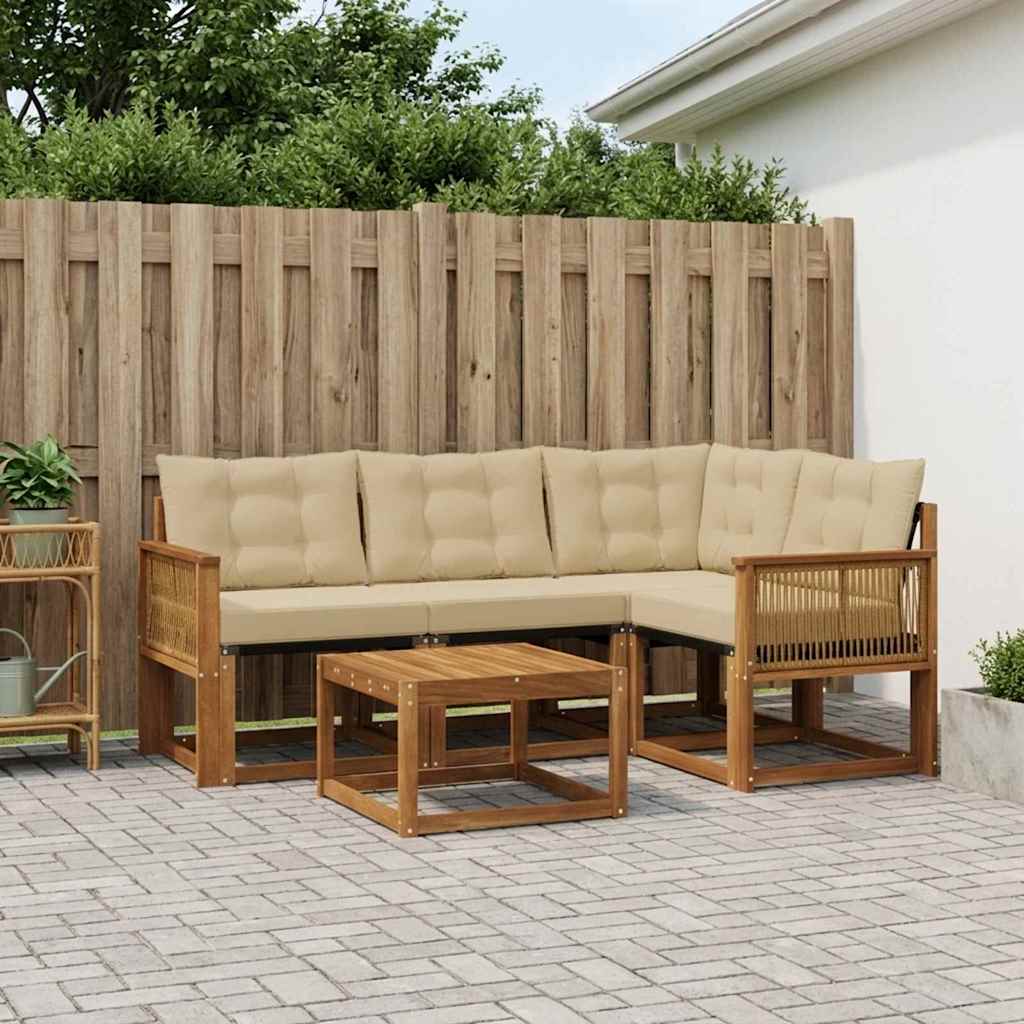 Buiten bankenset met kussen 5 pcs Natuurlijk en Beige – afbeelding 1