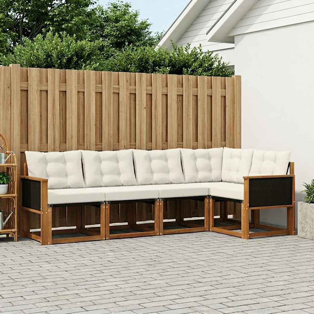 Buiten bankenset met kussen 5 pcs Natuurlijk en Crème – afbeelding 1