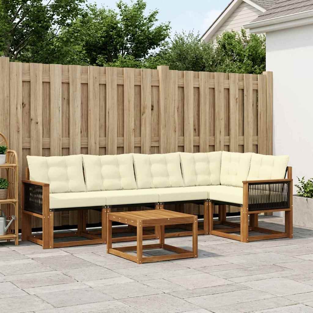 Buiten bankenset met kussen 6 pcs Natuurlijk en Crème – afbeelding 1