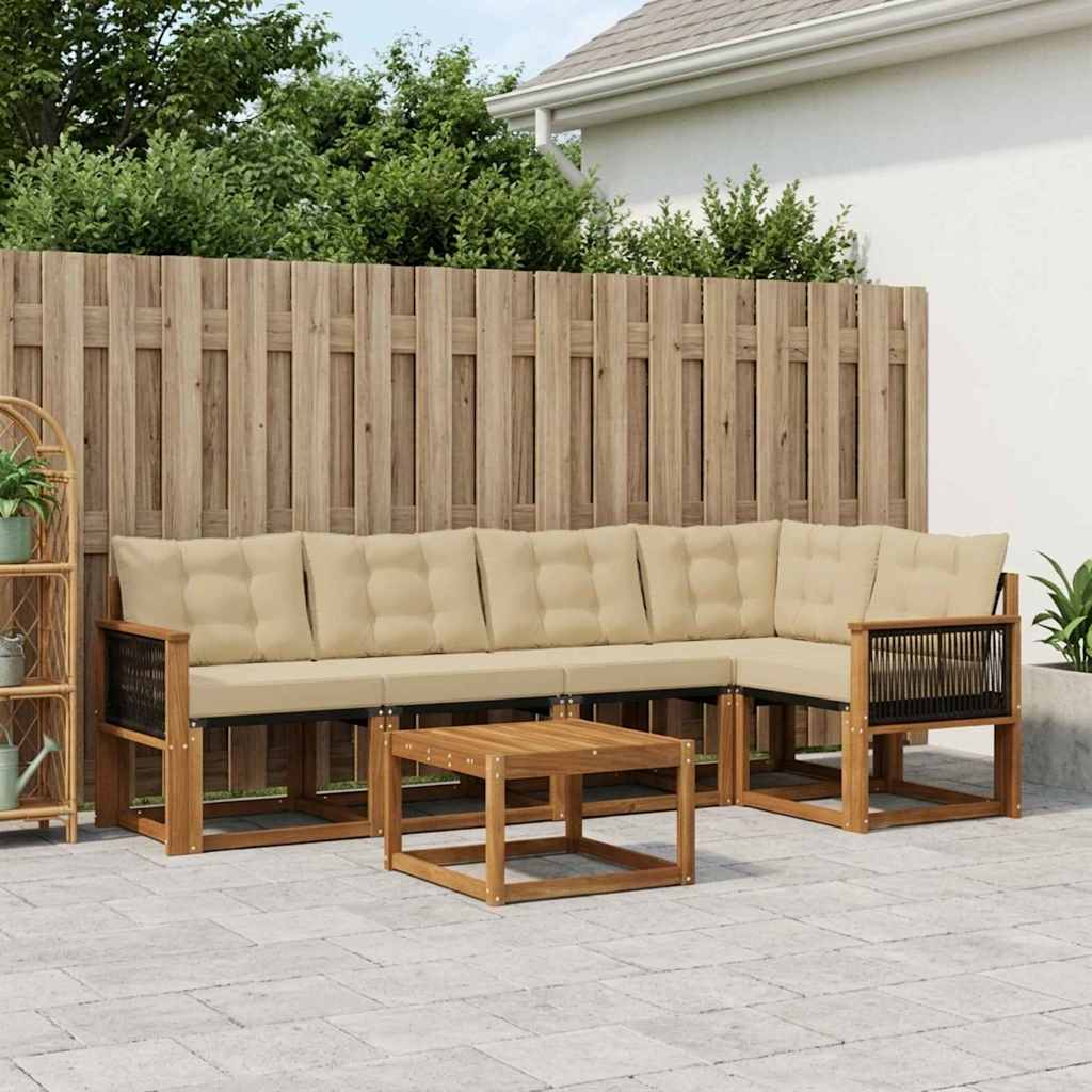 Buiten bankenset met kussen 6 pcs Natuurlijk en Beige – afbeelding 1