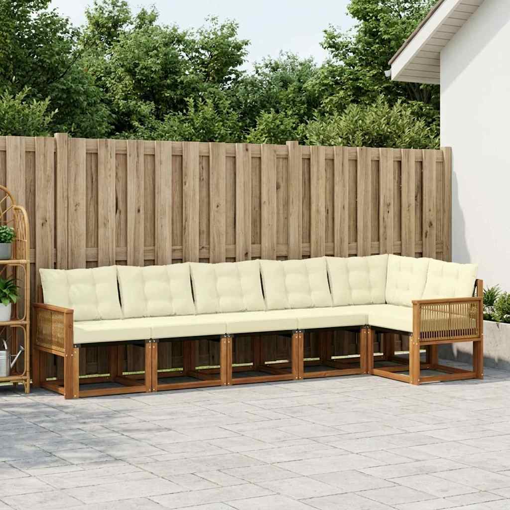 Buiten bankenset met kussen 6 pcs Natuurlijk en Crème