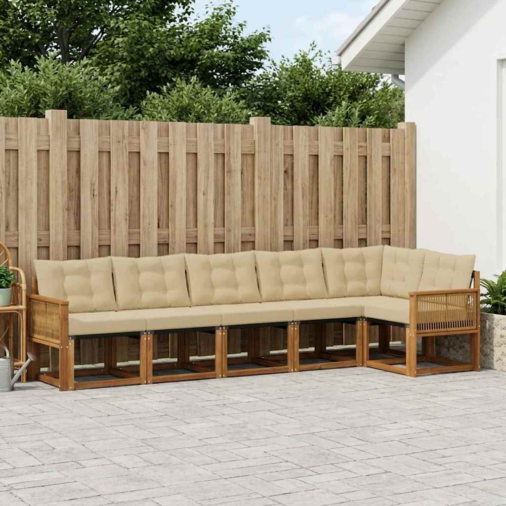 Buiten bankenset 6 pcs Natuurlijk en Beige