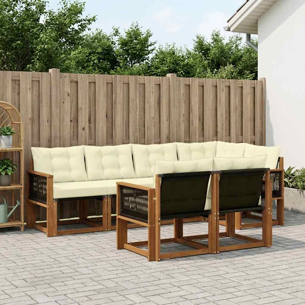 Buiten bankenset met kussen 7 pcs Natuurlijk en Crème – afbeelding 1