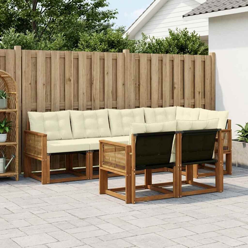 Buiten bankenset met kussen 7 pcs Natuurlijk en Crème – afbeelding 1