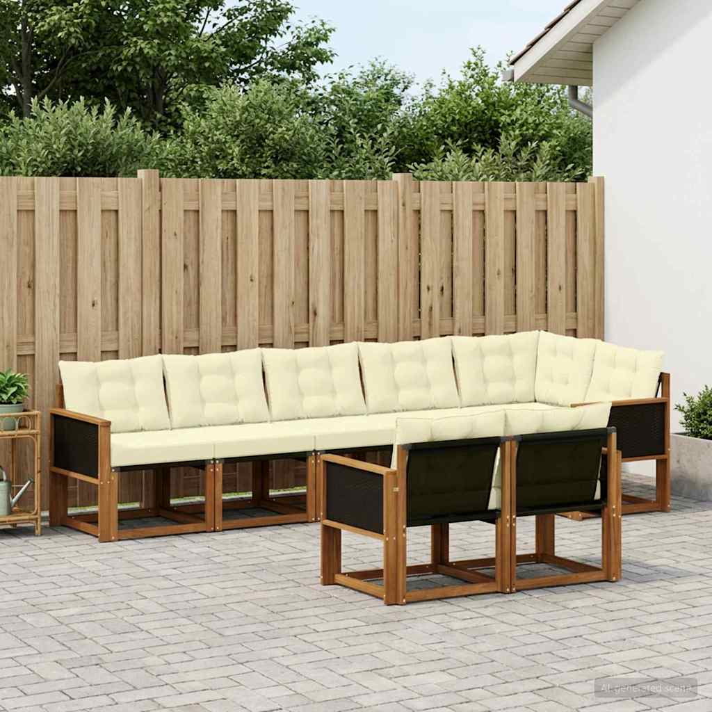 Buiten bankenset met kussen 8 pcs Natuurlijk en Crème