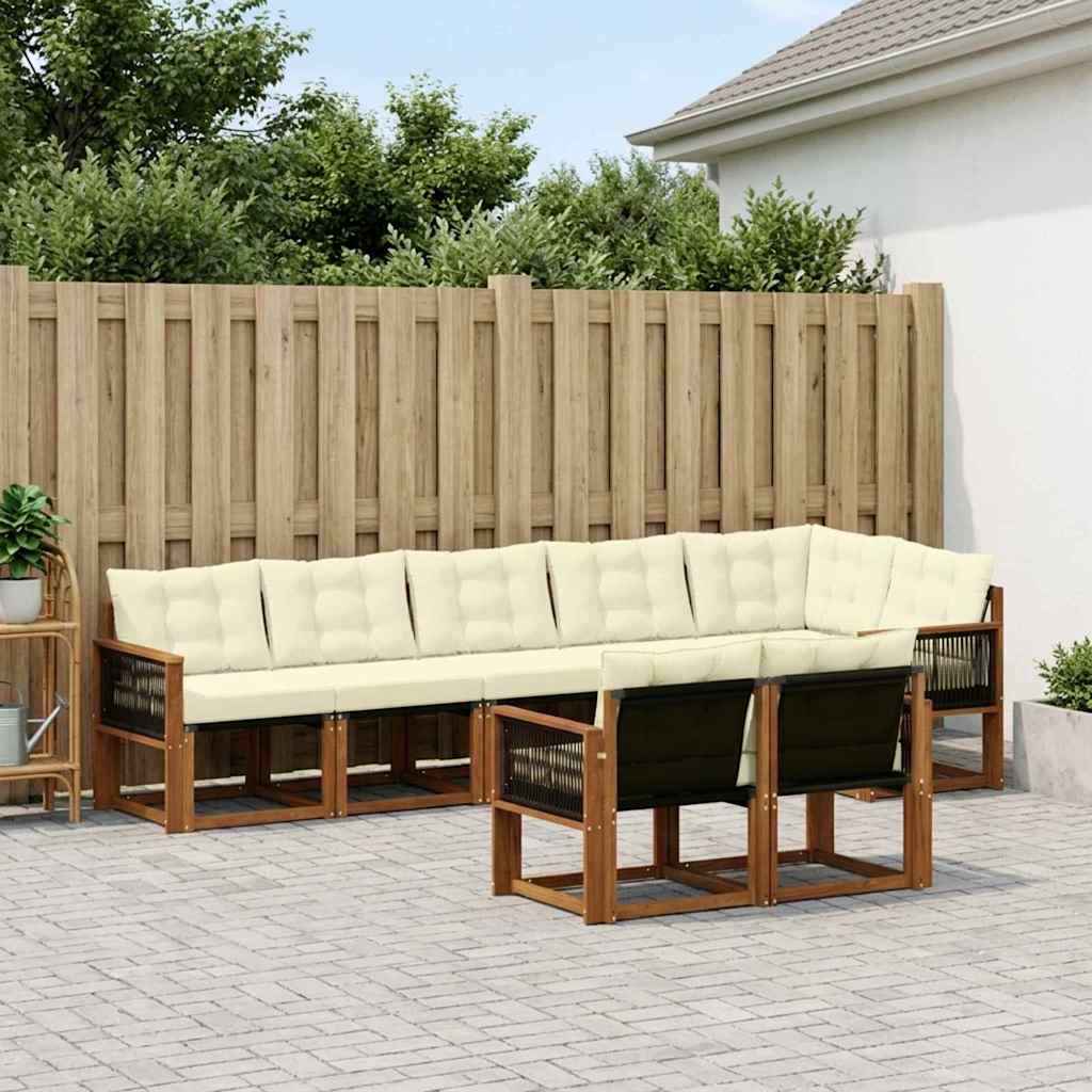 Buiten bankenset met kussen 8 pcs Natuurlijk en Crème