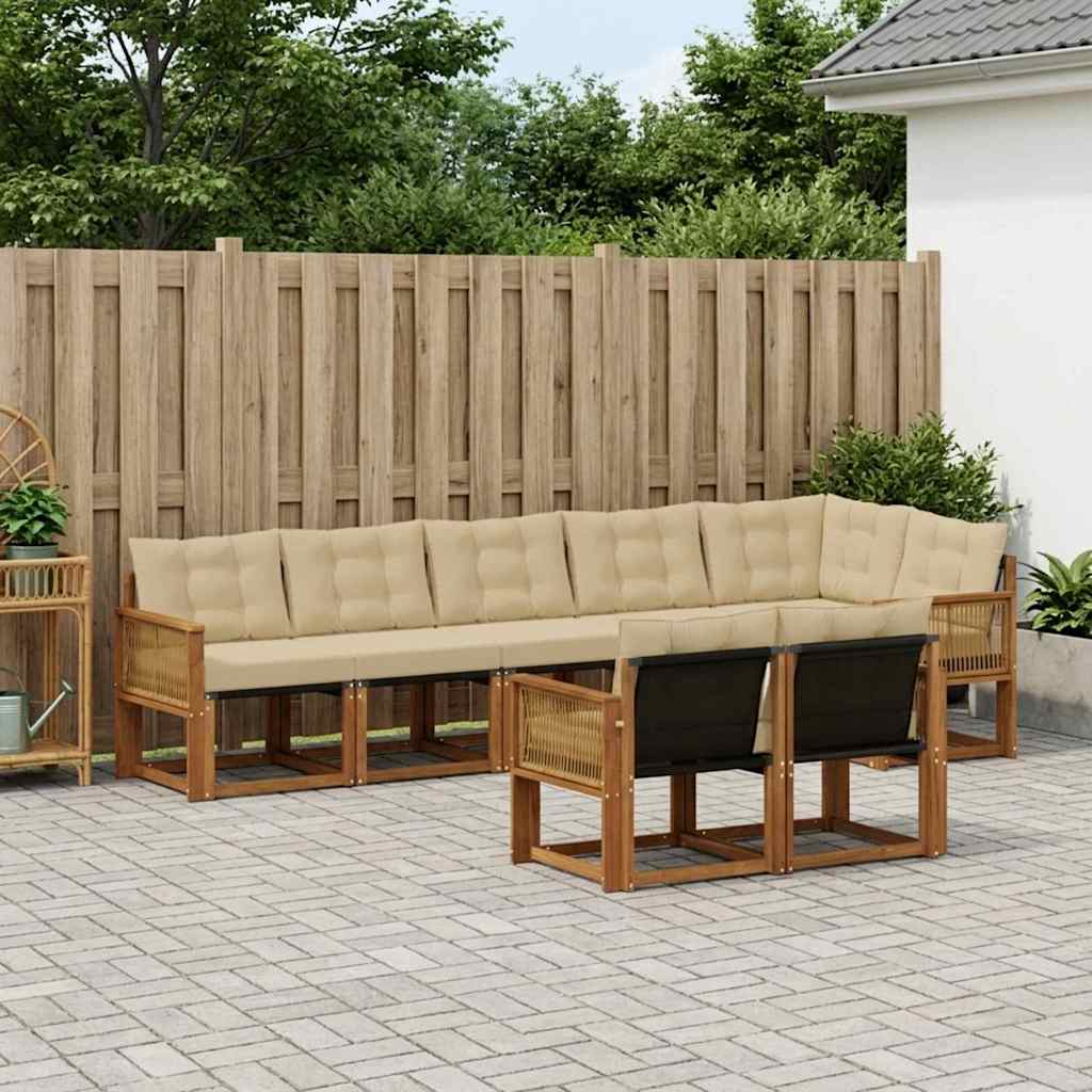 Buiten bankenset met kussen 8 pcs Natuurlijk en Beige – afbeelding 1