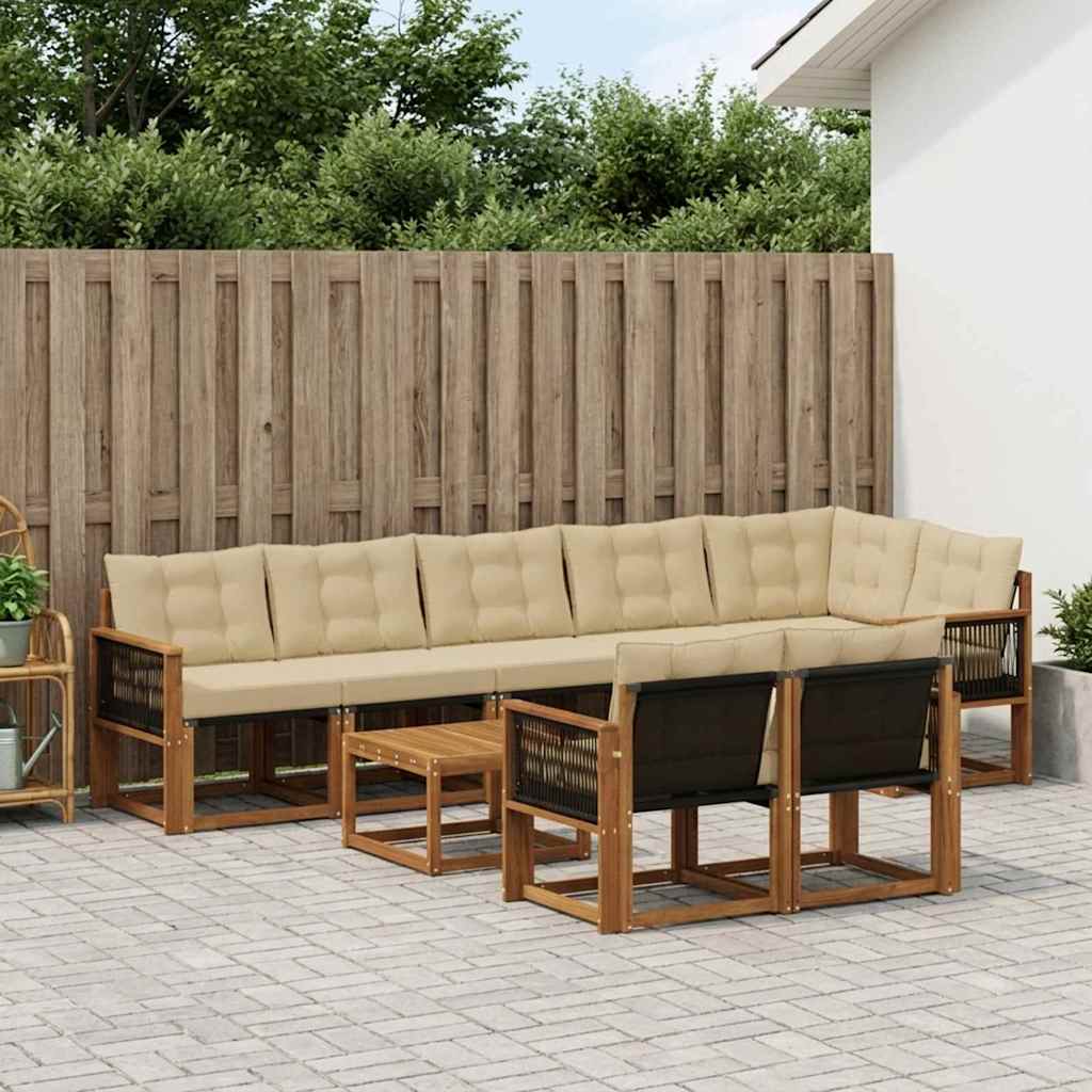 Buiten bankenset met kussen 9 pcs Natuurlijk en Beige – afbeelding 1
