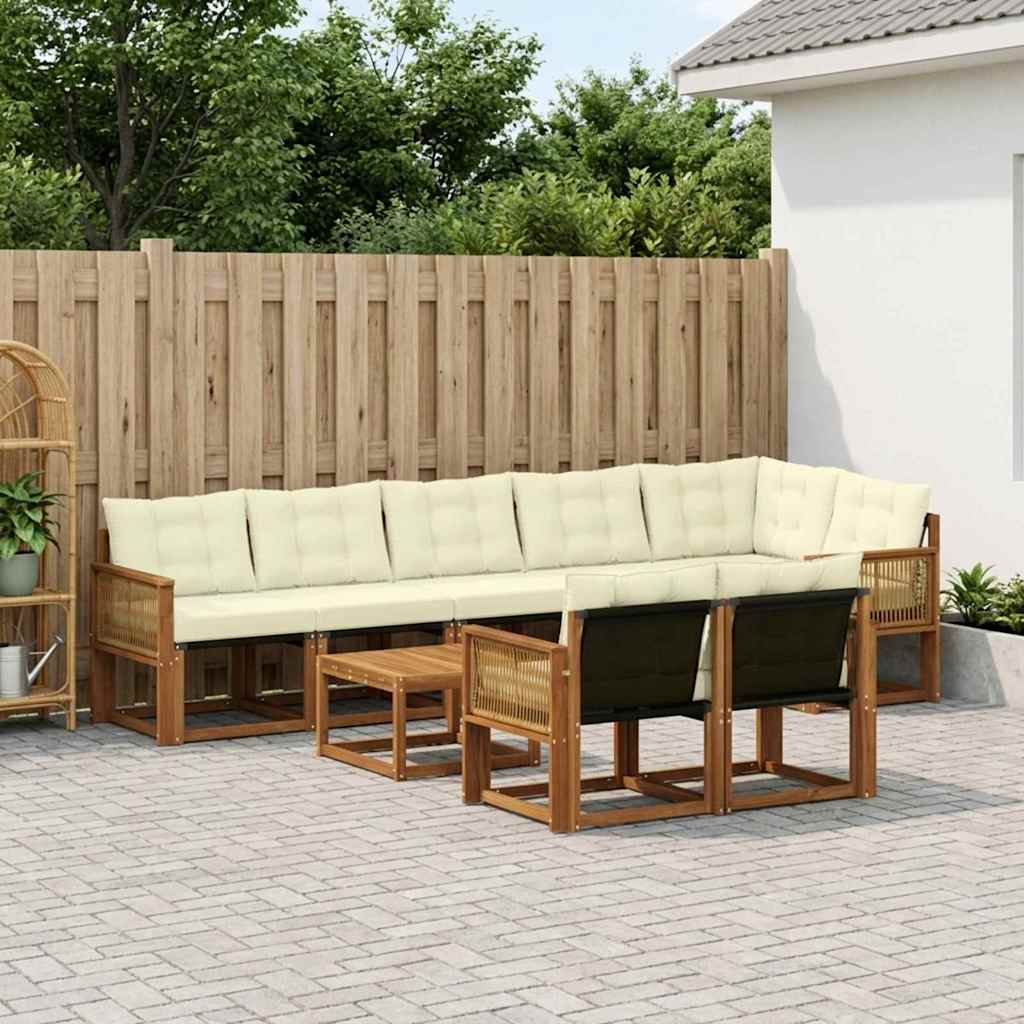 Buiten bankenset met kussen 9 pcs Natuurlijk en Crème – afbeelding 1