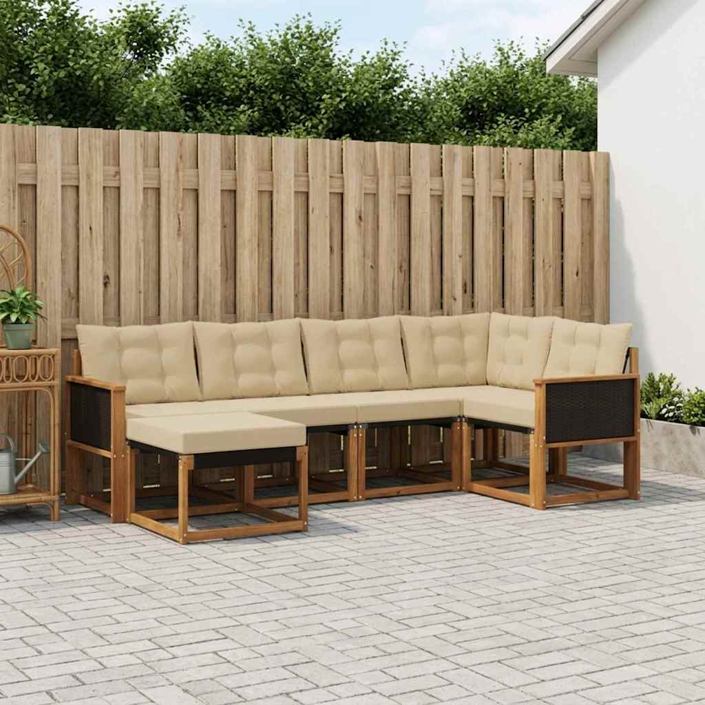 Buiten bankenset met kussen 6 pcs Natuurlijk en Beige – afbeelding 1