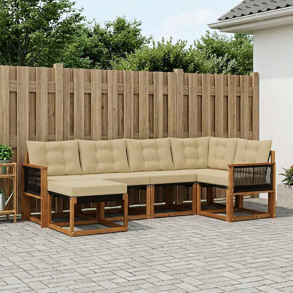Buiten bankenset met kussen 6 pcs Natuurlijk en Beige – afbeelding 1