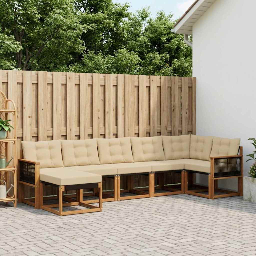 Buiten bankenset met kussen 7 pcs Natuurlijk en Beige – afbeelding 1