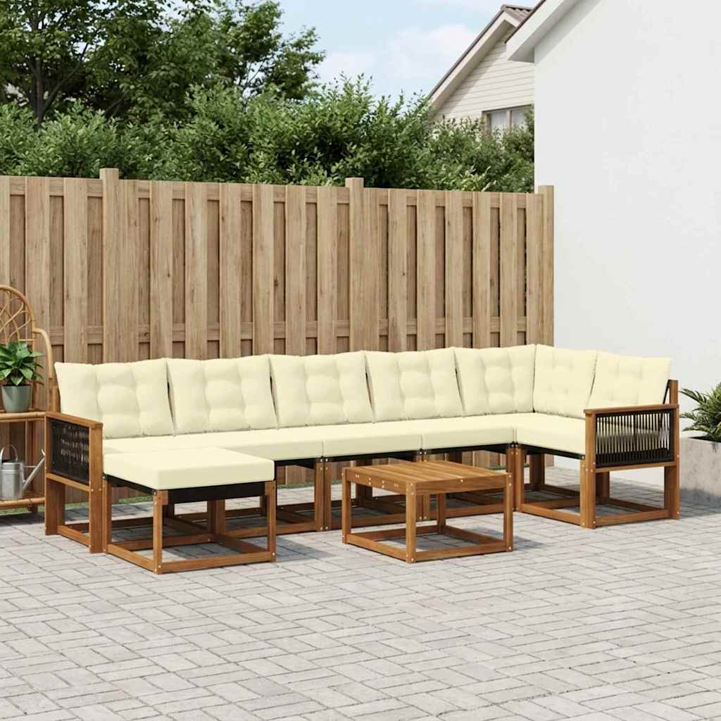 Buiten bankenset met kussen 8 pcs Natuurlijk en Crème