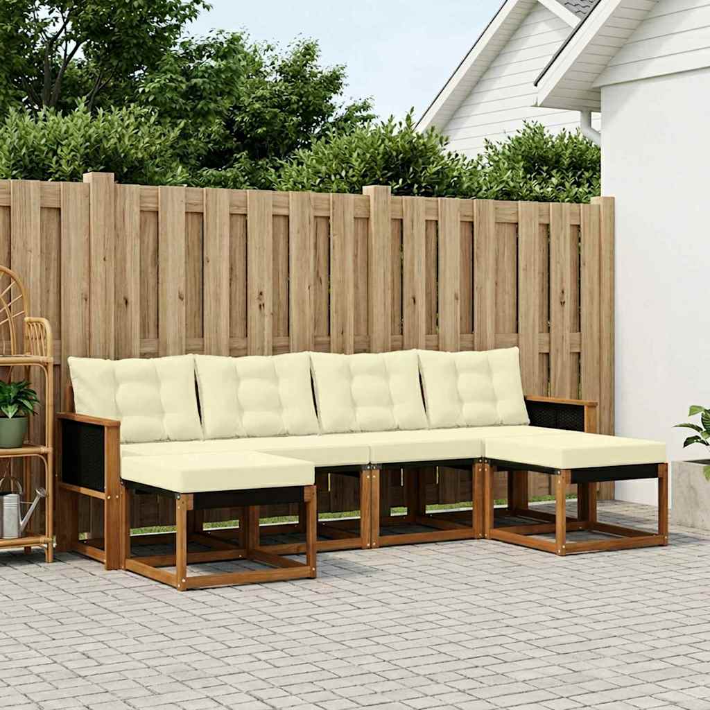 Buiten bankenset met kussen 6 pcs Natuurlijk en Crème – afbeelding 1