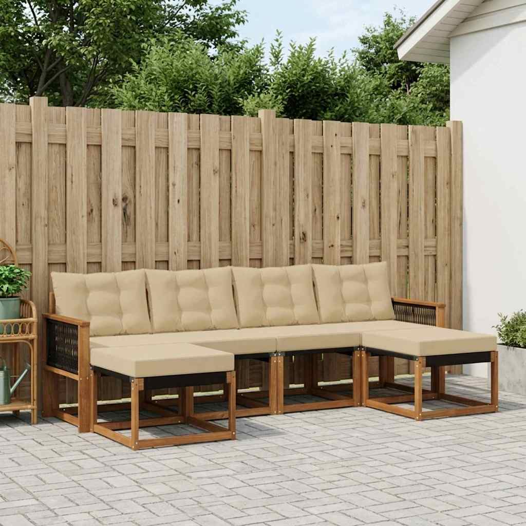 Buiten bankenset met kussen 6 pcs Natuurlijk en Beige – afbeelding 1