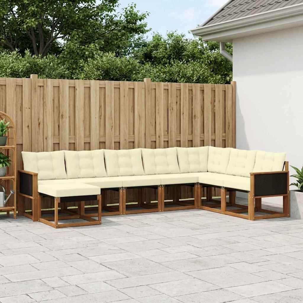 Buiten bankenset met kussen 8 pcs Natuurlijk en Crème – afbeelding 1