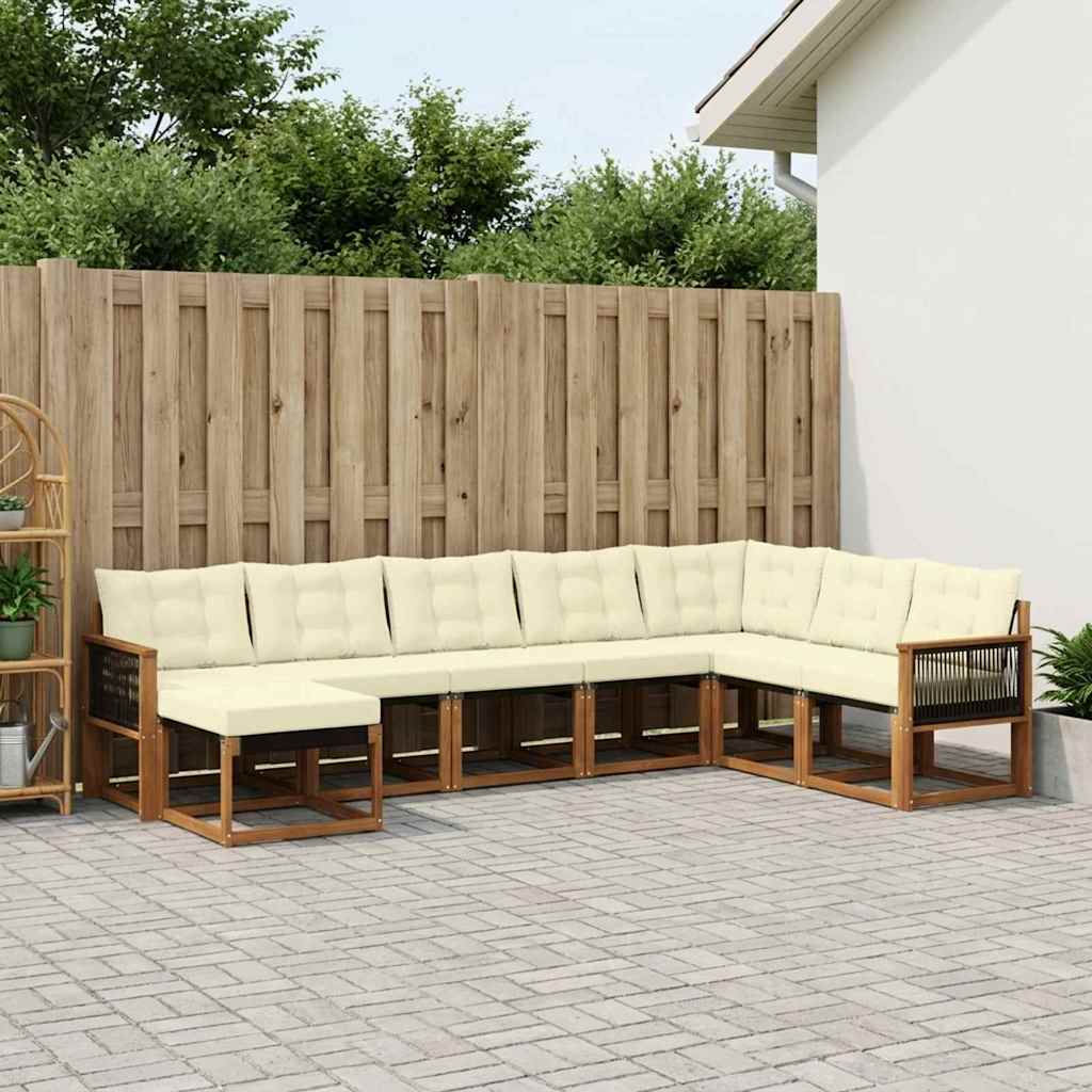 Buiten bankenset met kussen 8 pcs Natuurlijk en Crème – afbeelding 1