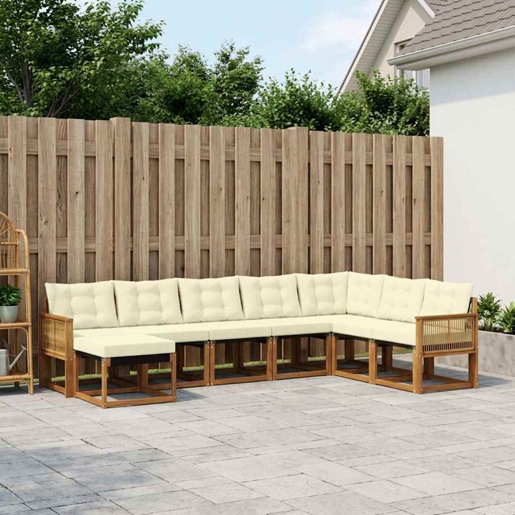 Buiten bankenset met kussen 8 pcs Natuurlijk en Crème