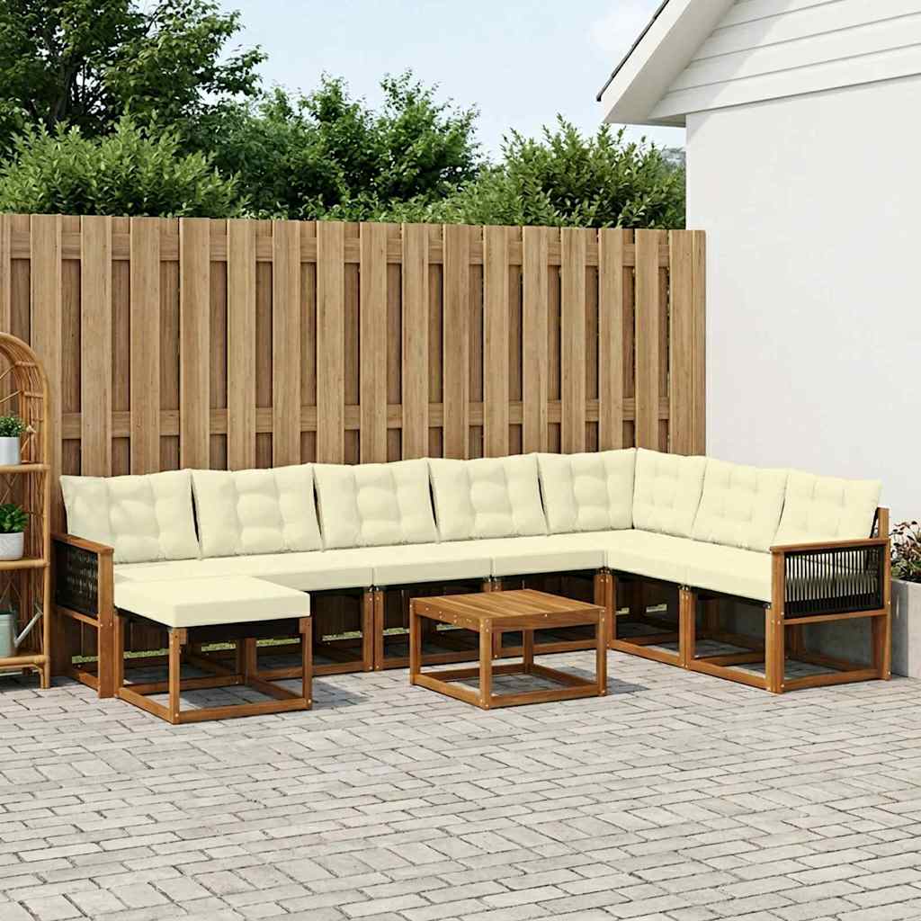Buiten bankenset met kussen 9 pcs Natuurlijk en Crème