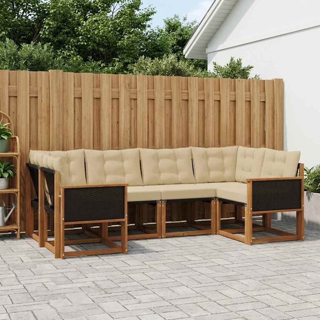 Buiten bankenset met kussen 6 pcs Natuurlijk en Beige – afbeelding 1