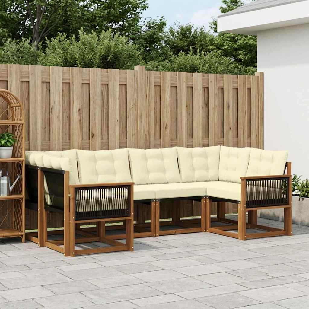 Buiten bankenset met kussen 6 pcs Natuurlijk en Crème – afbeelding 1